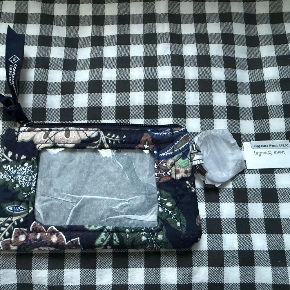 Vera Bradley Java Camo Navy/Green multicolored Patterned Wristlet Zip ID Case